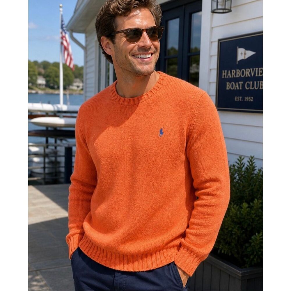 Vintage Coral Colored Polo Sweater